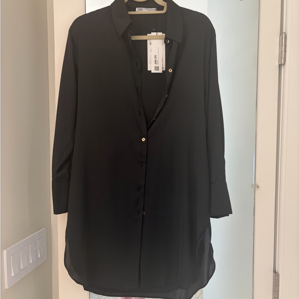 Zara Black Button Down Shirt for Women